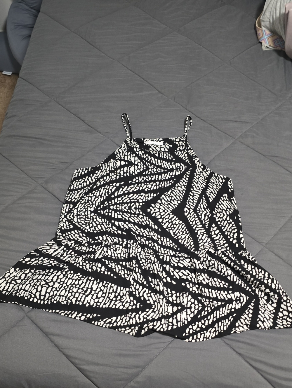 Black & White Patterned Spaghetti Strap Tank Top